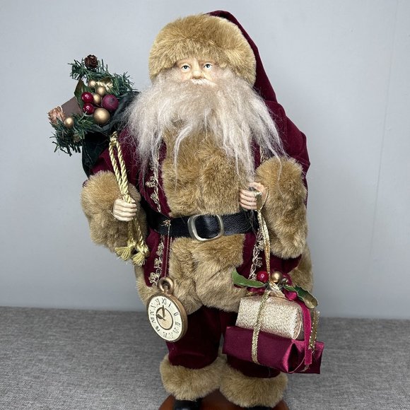 Christmas Santa Claus 15" Tall Figure Carrying Watch & Presents Decoration - Picture 1 of 14